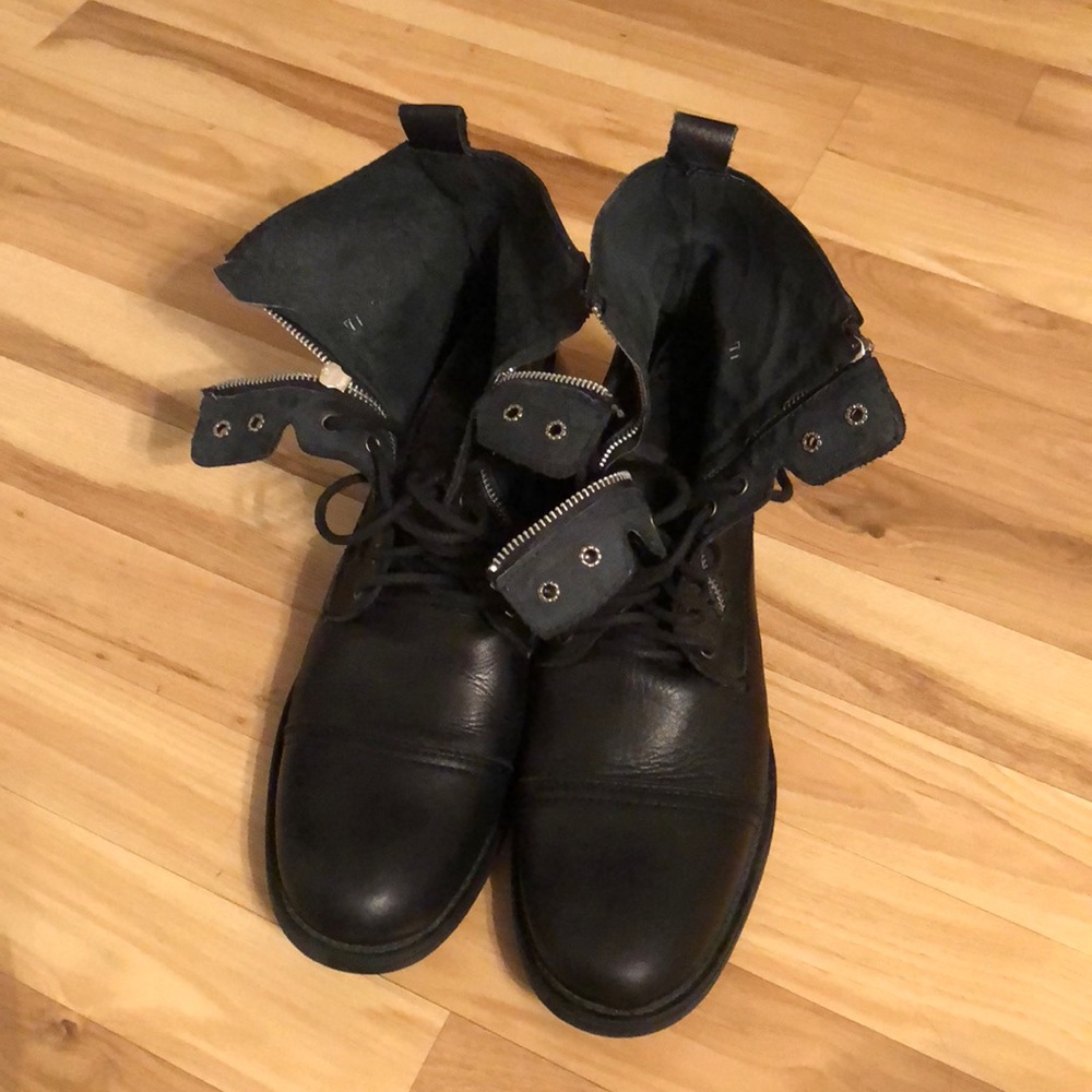 Black leather zipper & Lace Boots men size 11